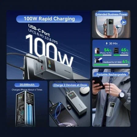 Vention Powerbank 20000mAh 100W Gris con Pantalla TFT Vention Powerbank 20000mAh 100W Gris con Pantalla TFT